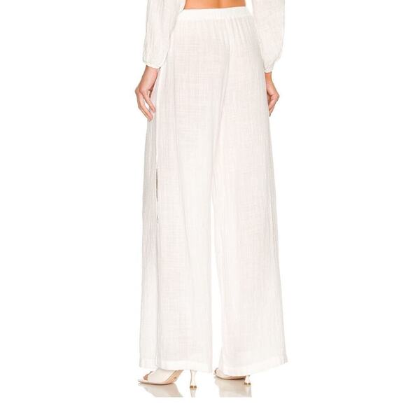 Bella Dahl Side Slit Beach Pant in White Size Large Linen Blend Women’s - Picture 2 of 8